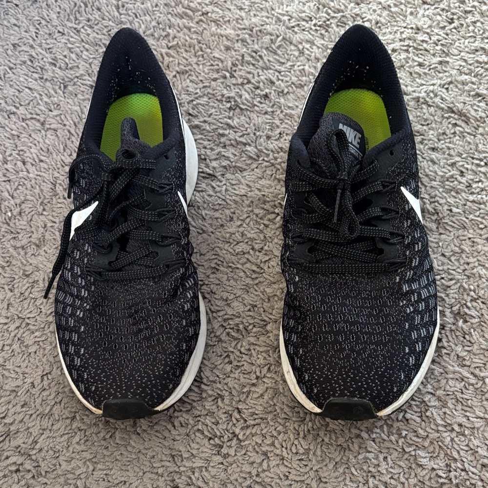 Nike Black and White Sneakers with Green Accents